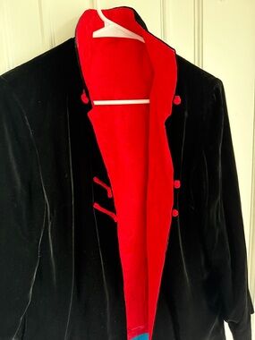 Black Velvet Blazer with Red Lining 80s Asian village locals